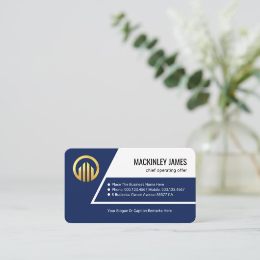 Stylish Blue Trapezium Layers For Business Owner 名刺 (スタンド正面)