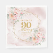 Stylish blush pink floral 90th birthday luncheon  スタンダードランチョンナプキン (正面)