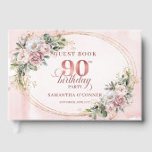 Stylish Blush Pink Gold Eucalyptus 90th Birthday   ゲストブック (正面)