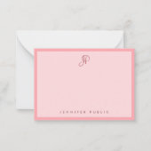 Stylish Blush Pink Template Calligraphy Monogram ノートカード (正面)
