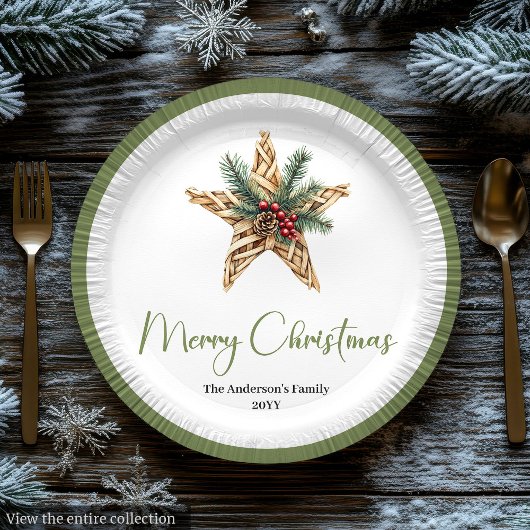 Stylish Bohemian Neutral Colors Holiday Plates ペーパープレート