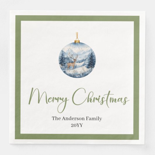 Stylish Bohemian Rustic Winter Scene Table Napkins (正面)