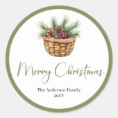 Stylish Bohemian Simple Christmas Envelope Sticker ラウンドシール (正面)