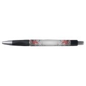 Stylish Boho Leaf Red Black Pen ボールペン (正面)