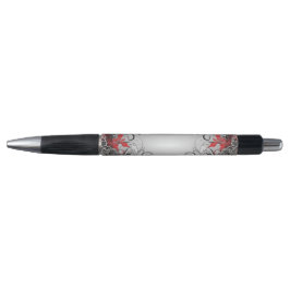 Stylish Boho Leaf Red Black Pen ボールペン