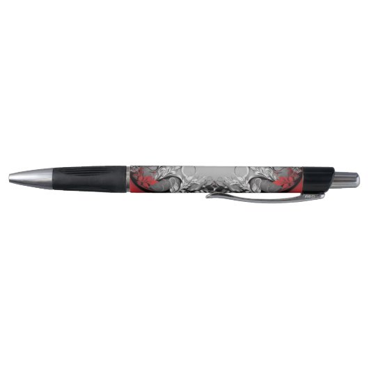 Stylish Boho Leaf Red Black Pen ボールペン (底)