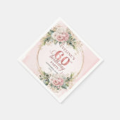 Stylish boho light pink floral shimmer 60 birthday スタンダードカクテルナプキン (角)