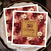 Stylish Boho Merlot Blush Gold 50th Birthday 