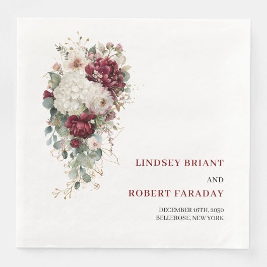 Stylish Boho Merlot Blush Sage Gold Roses Wedding (正面)