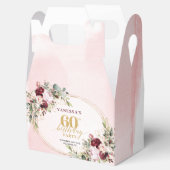 Stylish Boho Merlot Roses 60th Birthday Favor Box フェイバーボックス (オープン)