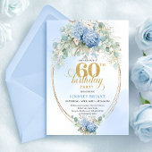 Stylish Boho Pastel Blue Greenery 60th Birthday 招待状