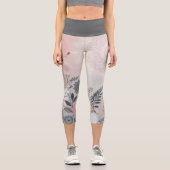 Stylish Boho Pink, White and Black  カプリレギンス (正面)