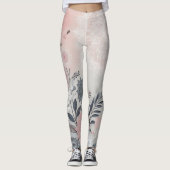 Stylish Boho Pink, White and Black Leggings レギンス (正面)