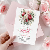 Stylish Boho Red White Gold Floral Bridal Shower   招待状
