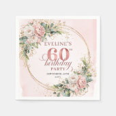 Stylish Boho Rose Gold Eucalyptus 60th Birthday  スタンダードカクテルナプキン (正面)