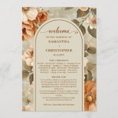 Stylish Boho Rusty Ivory Sage Floral Wedding Plan プログラム (正面)