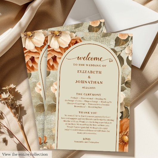 Stylish Boho Rusty Ivory Sage Floral Wedding Plan プログラム