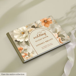 Stylish Boho Terra Cotta Ivory Sage Wedding Book ゲストブック