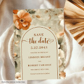 Stylish Boho Terracotta Ivory Floral Save The Date 招待状