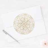 Stylish Boho White Gold Mandala Floral ラウンドシール (封筒)