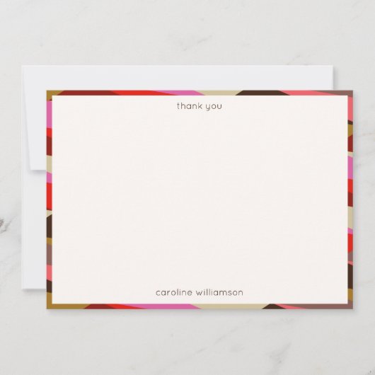 Stylish Bold 60s Geometric Border Personalized  サンキューカード (正面)