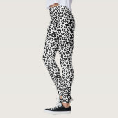 Stylish & Bold Leopard Print Black and White レギンス (左)