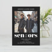 Stylish Bold Twins Sibling Senior Graduation TMF26 招待状 (スタンド正面)