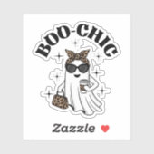 Stylish Boo-Chic Ghost with Leopard Print & Coffee シール (シート)