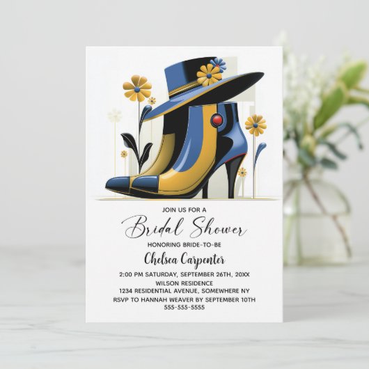 Stylish Boots and Derby Hat Bridal Shower 招待状 (スタンド正面)