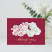 Stylish Botanical Pink White Rose Floral Thank You サンキューカード (スタンド正面)