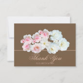 Stylish Botanical Pink White Rose Floral Thank You サンキューカード (正面)