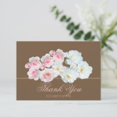 Stylish Botanical Pink White Rose Floral Thank You サンキューカード (スタンド正面)