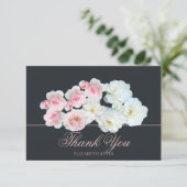 Stylish Botanical Pink White Rose Floral Thank You サンキューカード (スタンド正面)