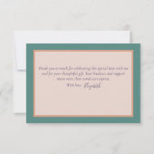 Stylish Botanical Pink White Rose Floral Thank You サンキューカード (裏面)