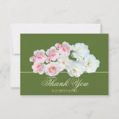 Stylish Botanical Pink White Rose Floral Thank You サンキューカード (正面)