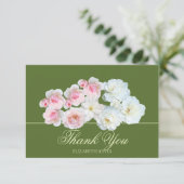 Stylish Botanical Pink White Rose Floral Thank You サンキューカード (スタンド正面)