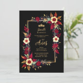 Stylish Botanical Red Shades Frame Photo Spanish 招待状 (スタンド正面)