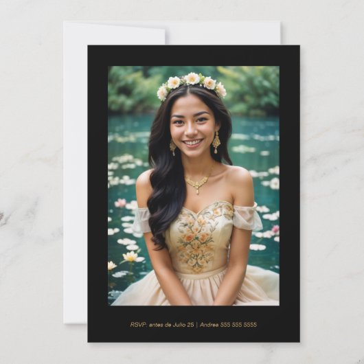  Stylish Botanical Red Shades Frame Photo Spanish  招待状 (裏面)