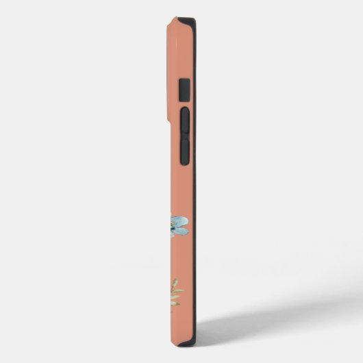 Stylish Botanical Wildflower  Monogram Peach Case-Mate iPhoneケース (裏面 / 左)