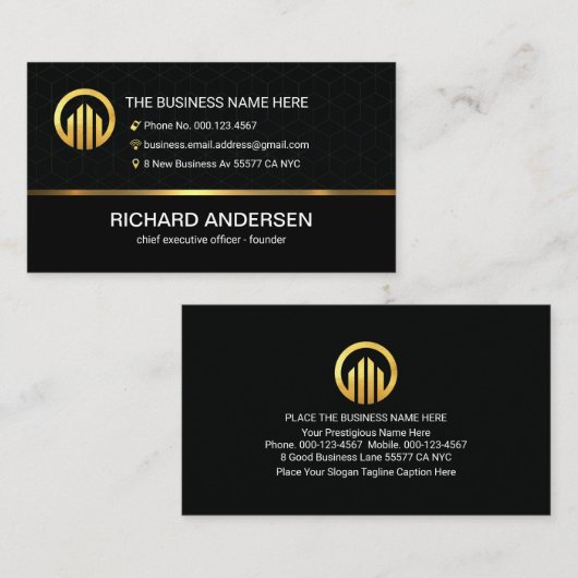 Stylish Box Patterns Business Owner 名刺 (正面/裏面)