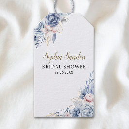 Stylish Bridal Shower with Elegant Blue Blooms ギフトタグ