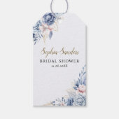 Stylish Bridal Shower with Elegant Blue Blooms ギフトタグ (正面)
