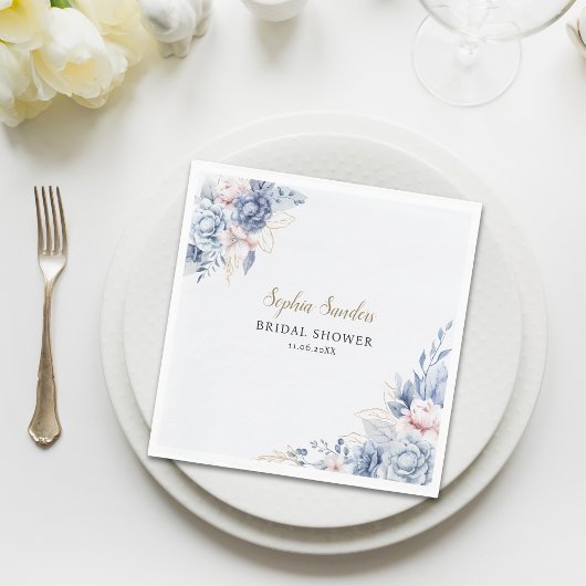 Stylish Bridal Shower with Elegant Blue Blooms スタンダードランチョンナプキン