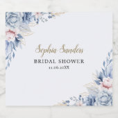 Stylish Bridal Shower with Elegant Blue Blooms スパークリングワインラベル (シングルラベル)