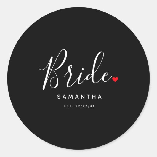 Stylish Bride Wedding T Shirt  ラウンドシール (正面)