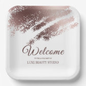 Stylish Bronze Business Event Party Welcome ペーパープレート (正面)