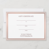 Stylish Bronze Business Gift Certificate Card サンキューカード (裏面)