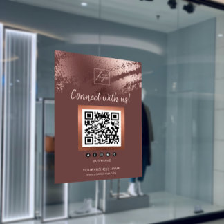 Stylish Bronze Business QR Code Social Media ポスター