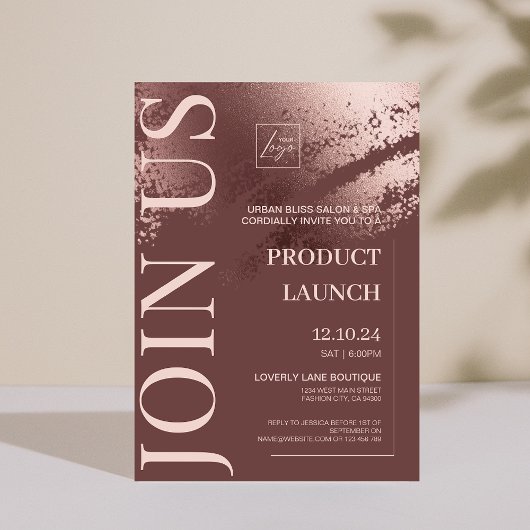 Stylish bronze business special event invite 招待状