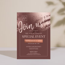 Stylish bronze corporate special event invite